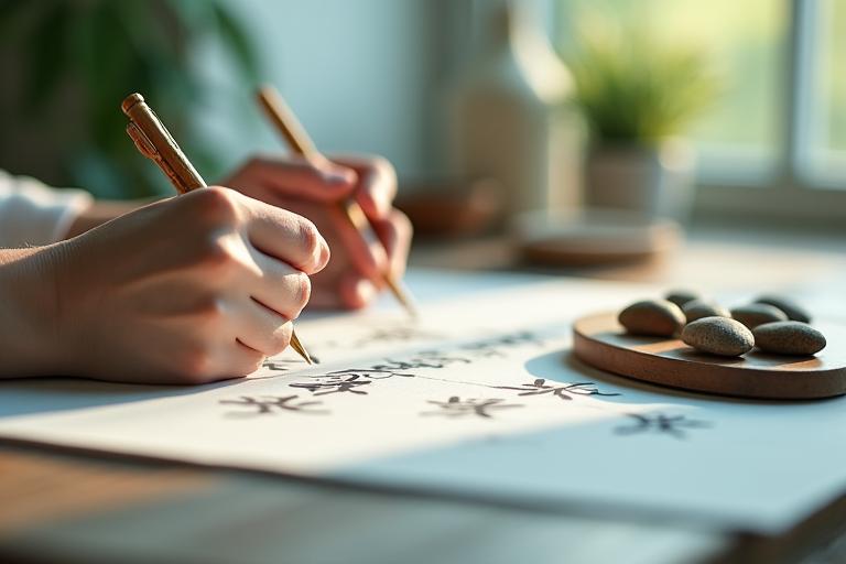 Tietoisen läsnäolon kaunokirjoitus meditaatio hyvinvointisessio